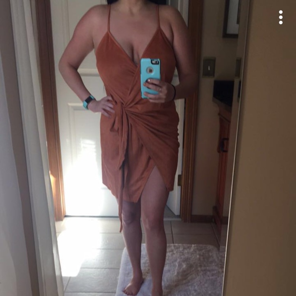 Misguided suede wrap dress